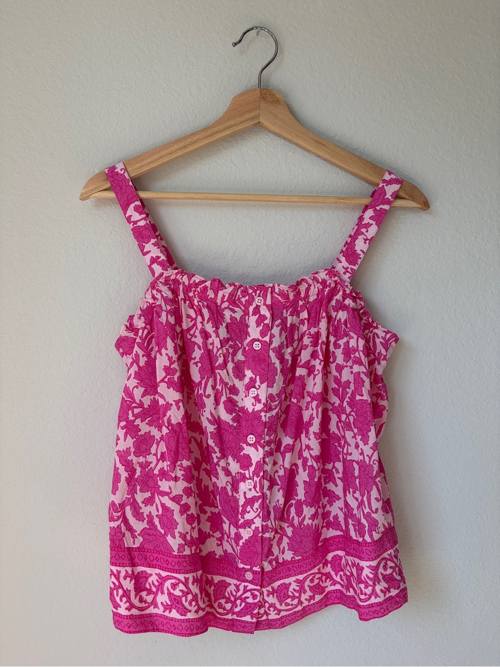 J.Crew Button-Front Tank in Tiny Rosebud Pink Floral Print Woman’s Sz XS